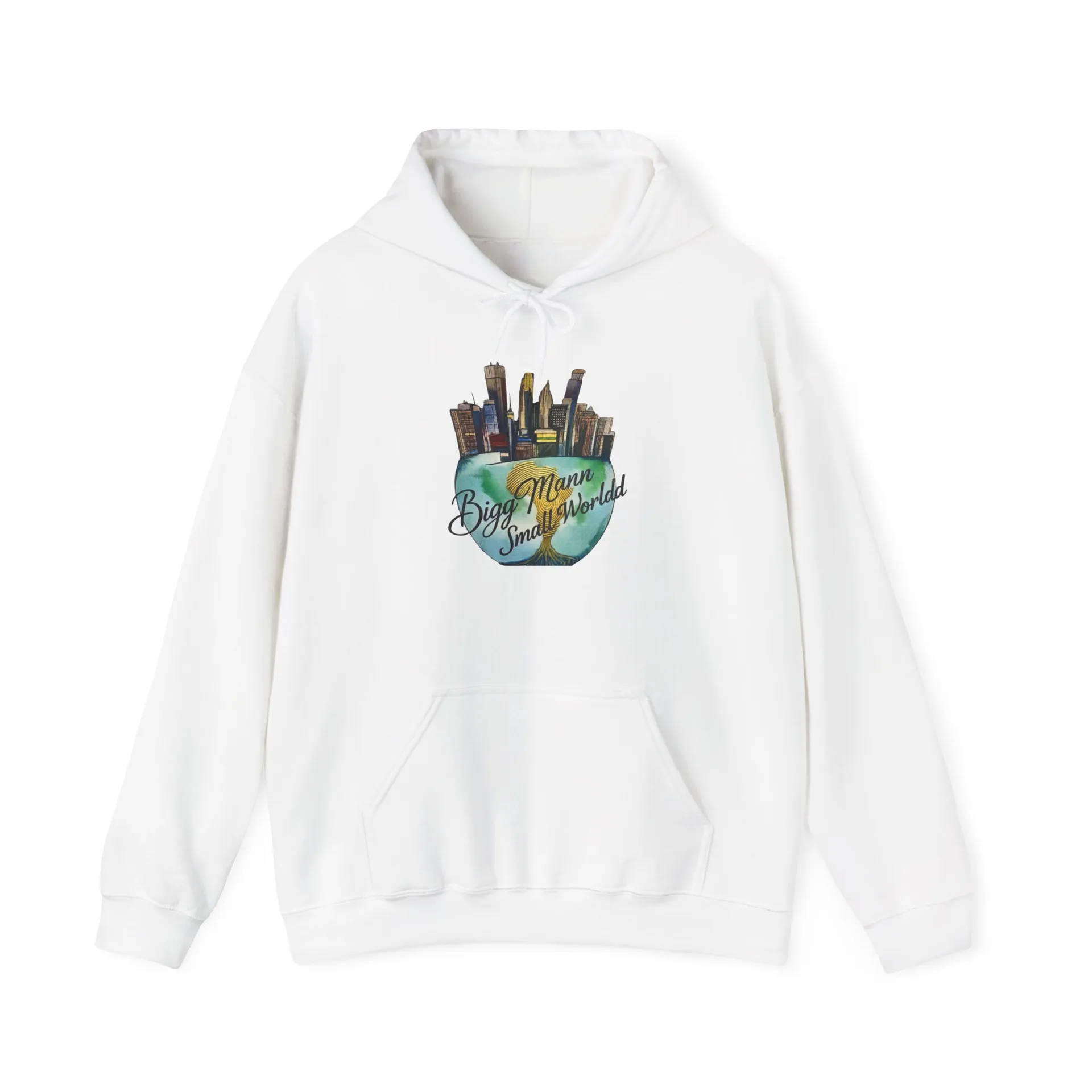 Artist Brush & Quote Hoodie — "BiggMannSmallWorldd: Not a Mindset" front mockup